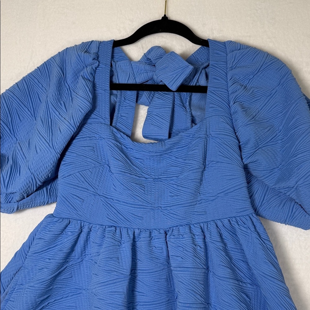 Blue Puff Sleeve Dress Free People Womens Daytime Short Mini Dress Blue Size XS - Picture 5 of 10